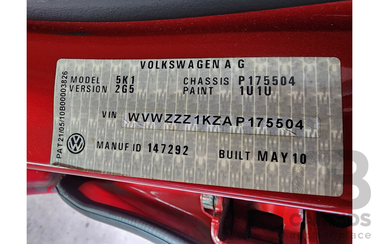 7/2010 Volkswagen Golf 90 TSI Trendline 1K MY10 5d Hatchback Red 1.4L