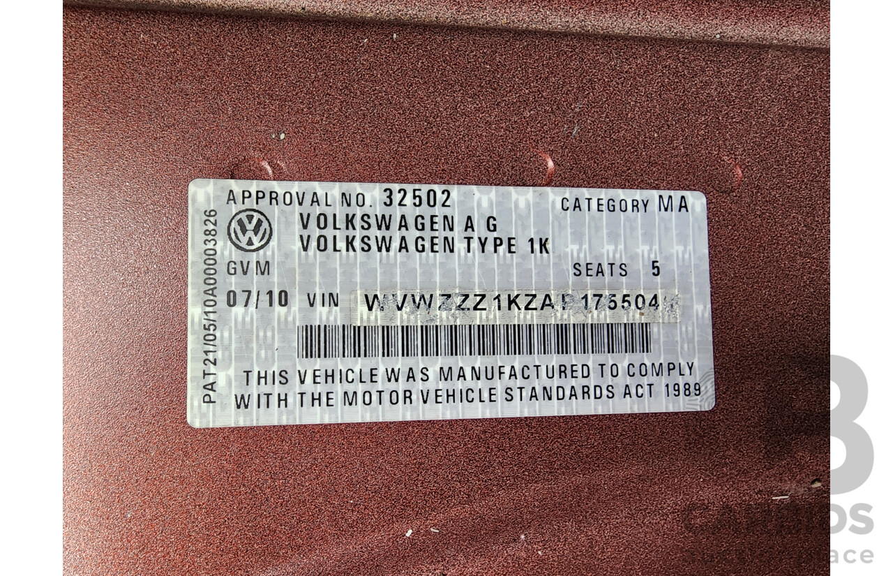 7/2010 Volkswagen Golf 90 TSI Trendline 1K MY10 5d Hatchback Red 1.4L