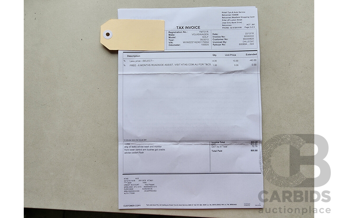 7/2010 Volkswagen Golf 90 TSI Trendline 1K MY10 5d Hatchback Red 1.4L