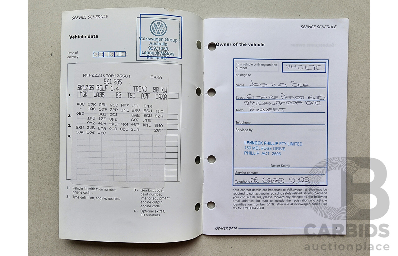 7/2010 Volkswagen Golf 90 TSI Trendline 1K MY10 5d Hatchback Red 1.4L