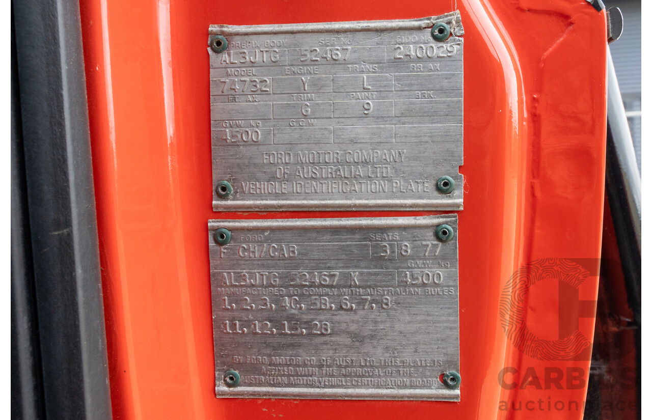 8/1977 Ford F350 Banana Back Tow Truck 2d C/Chas Gloss Red V8 4.9L