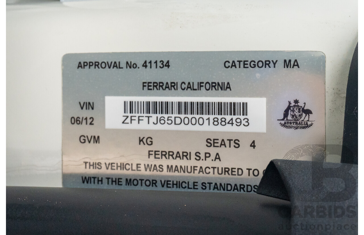 6/2012 Ferrari California 30 Edition 2d Convertible Bianco White V8 4.3L