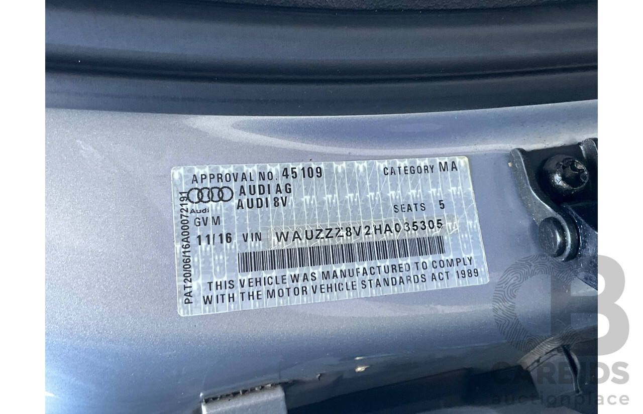 11/2016 Audi A3 1.6 TDI Sportback (FWD) 8V MY17 5d Hatchback Silver Turbo 1.6L