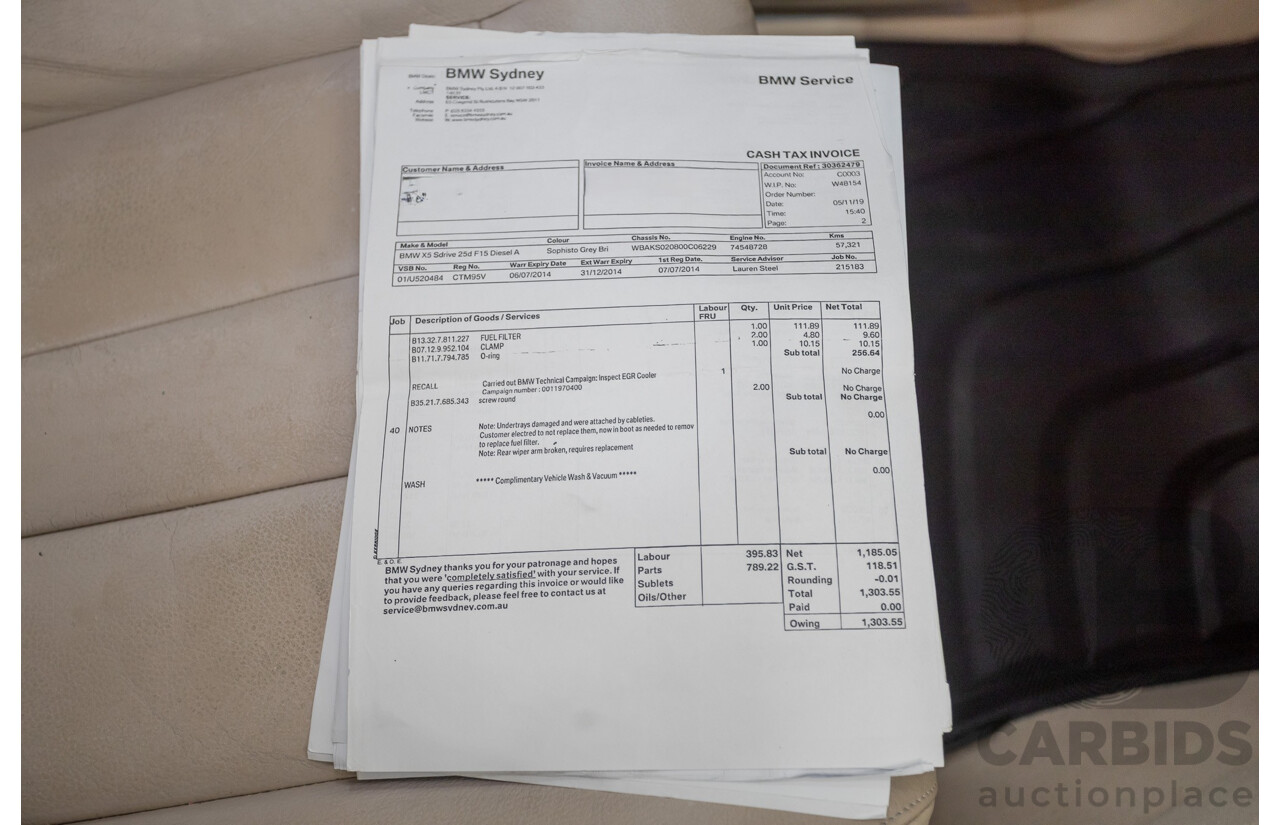 3/2014 BMW X5 sDrive 25d F15 4D Wagon Sophisto Grey Twin Turbo Diesel 2.0L