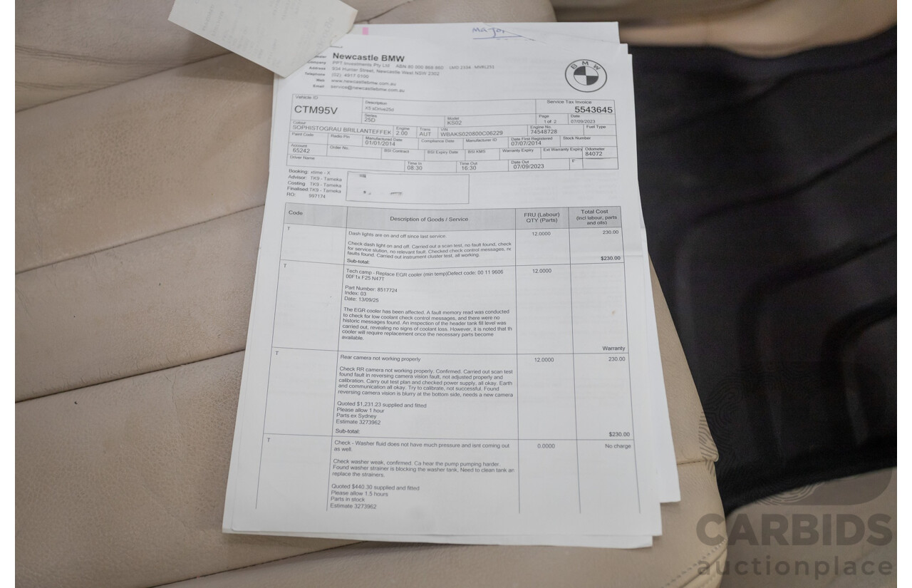 3/2014 BMW X5 sDrive 25d F15 4D Wagon Sophisto Grey Twin Turbo Diesel 2.0L