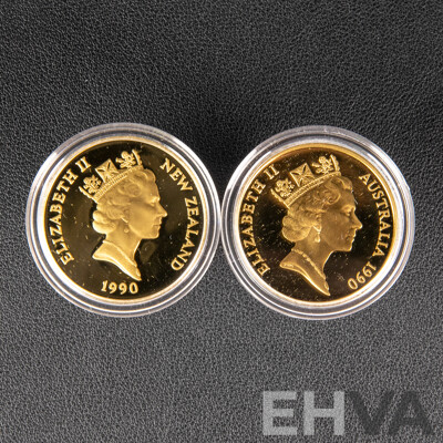 1990 Reserve Bank of New Zealand and Royal Australian Mint Five Dollar Coins,  ANZAC 75th Commemorative Coin Set
