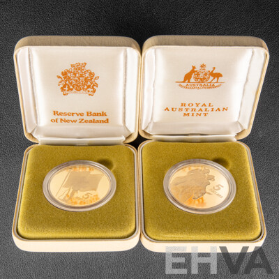 1990 Reserve Bank of New Zealand and Royal Australian Mint Five Dollar Coins,  ANZAC 75th Commemorative Coin Set