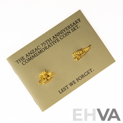 1990 Reserve Bank of New Zealand and Royal Australian Mint Five Dollar Coins,  ANZAC 75th Commemorative Coin Set