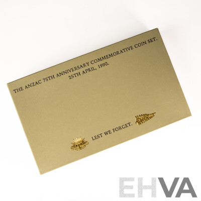 1990 Reserve Bank of New Zealand and Royal Australian Mint Five Dollar Coins,  ANZAC 75th Commemorative Coin Set