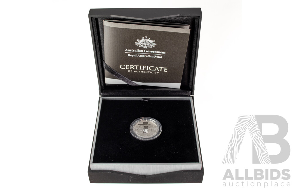 Australian RAM 2015 Silver Proof One Dollar Coin, Centerary ANZAC, C Mint Mark .999