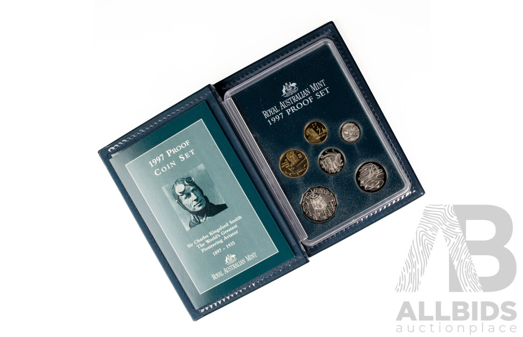 Australian RAM 1997 Six Coin Proof Set Including Sir Kingsford Smith One Dollar