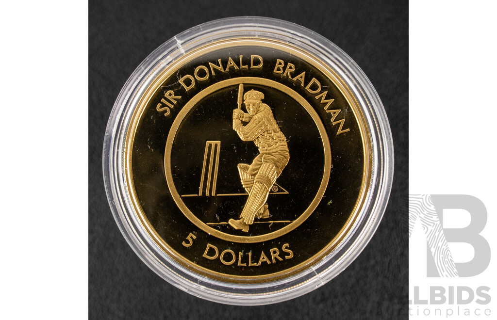 Australian RAM 1996 Five Dollar Proof Coin, Donald Bradman Tribute