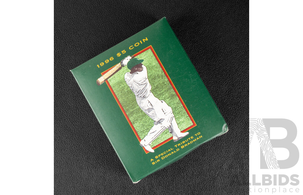 Australian RAM 1996 Five Dollar Proof Coin, Donald Bradman Tribute