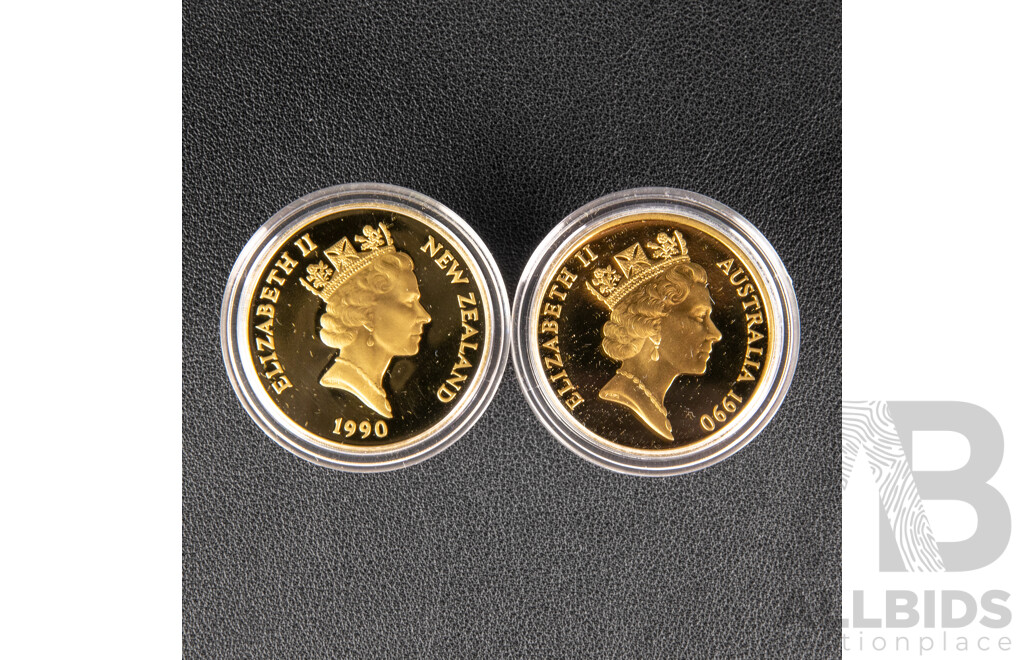1990 Reserve Bank of New Zealand and Royal Australian Mint Five Dollar Coins,  ANZAC 75th Commemorative Coin Set