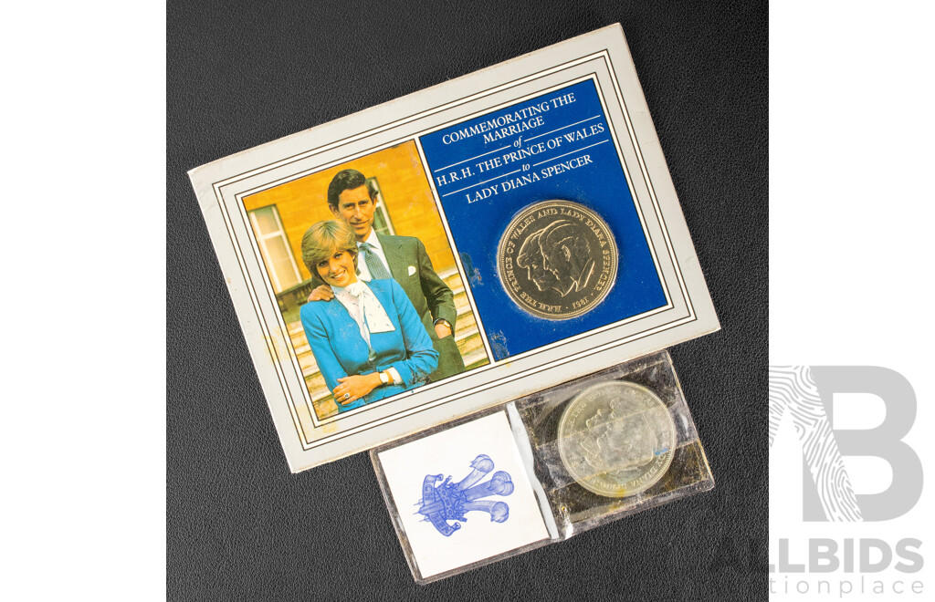 Two United Kingdom Royal Mint 1981 Commemorative Crowns, Charles and Diana Marriage