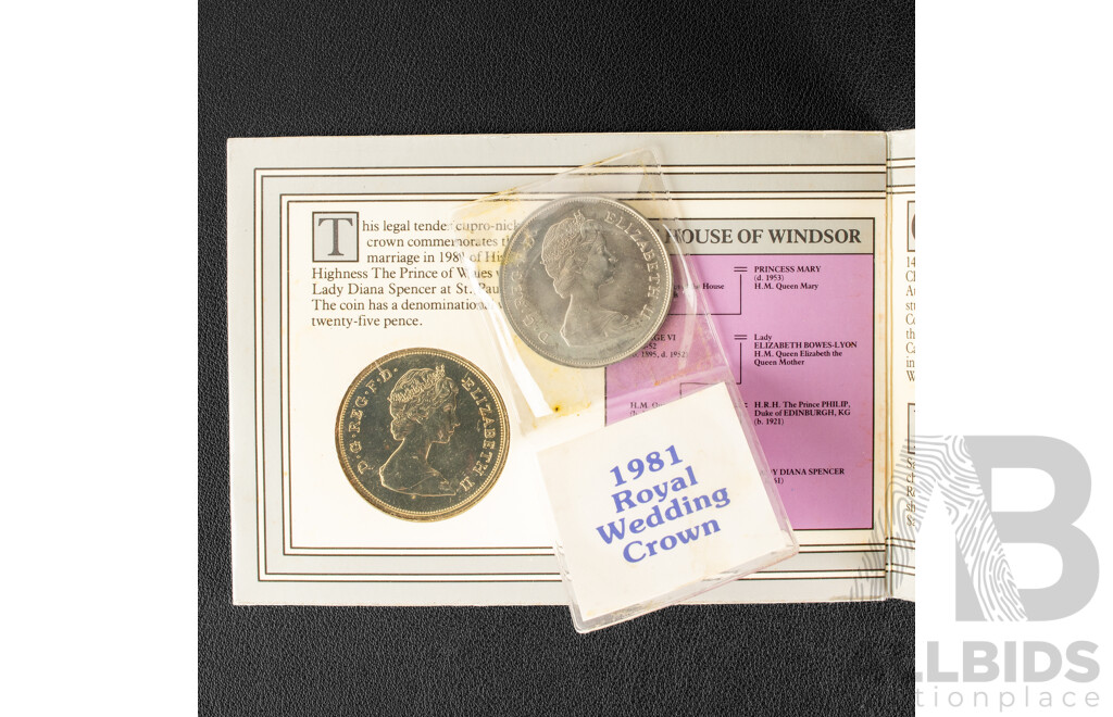 Two United Kingdom Royal Mint 1981 Commemorative Crowns, Charles and Diana Marriage