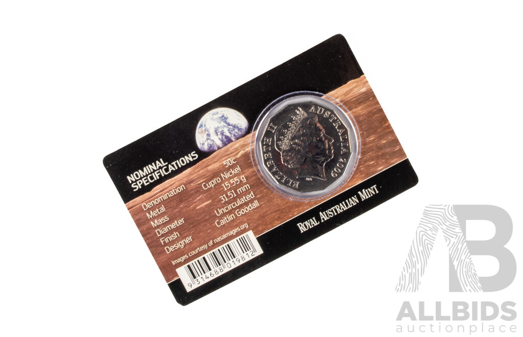 Australian RAM 2009 Fifty Cent Coin, 40th Anniversary Moon Landing