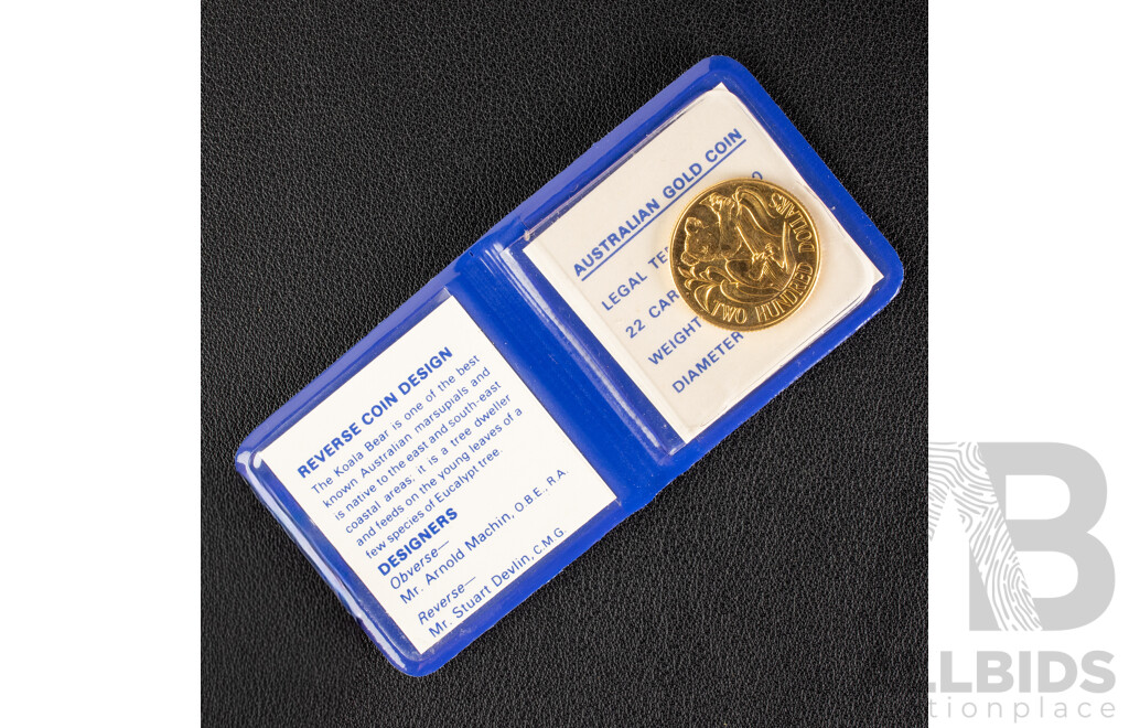 Australian RAM 1980 Gold Two Hundred Dollar Coin, Australian Koala .916