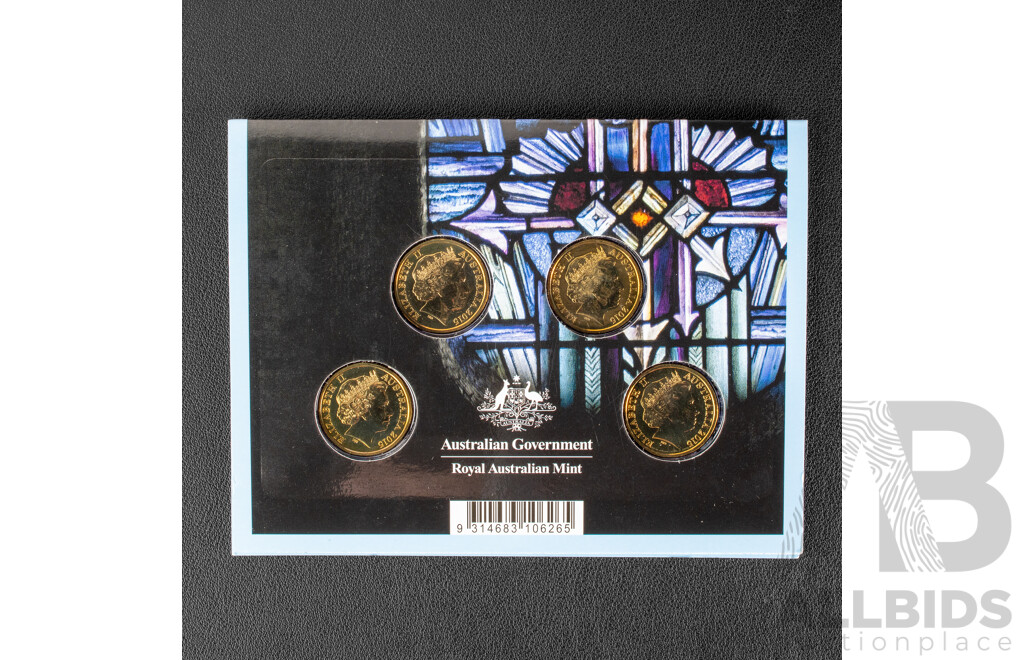 Australian RAM 2015 Four One Dollar Coin Set, Centenary ANZAC, Privy Marks C, B, S, M
