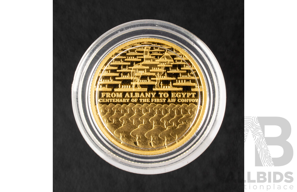 Australian RAM 2014 Gold Proof Ten Dollar Coin, 100th Anniversary A.I.F Sail From Albany .999