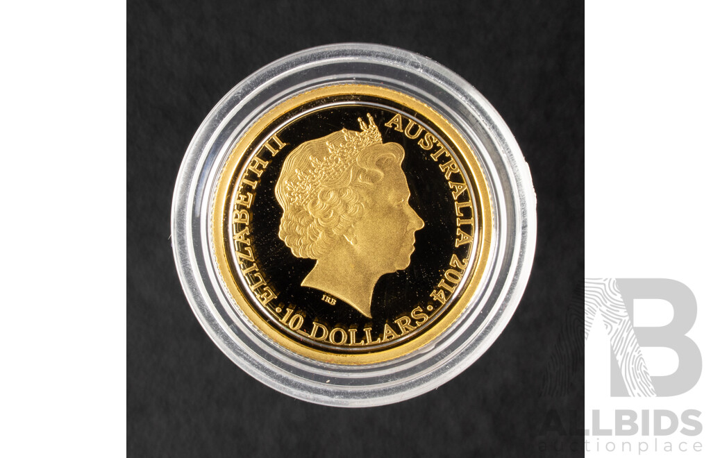 Australian RAM 2014 Gold Proof Ten Dollar Coin, 100th Anniversary A.I.F Sail From Albany .999