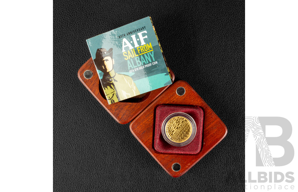 Australian RAM 2014 Gold Proof Ten Dollar Coin, 100th Anniversary A.I.F Sail From Albany .999