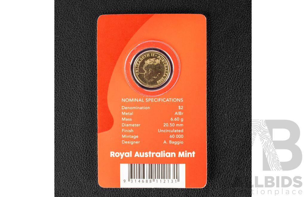 Australian RAM 2022 Two Dollar Coin, Remembrance Day 'Red Poppy' with C Mintmark