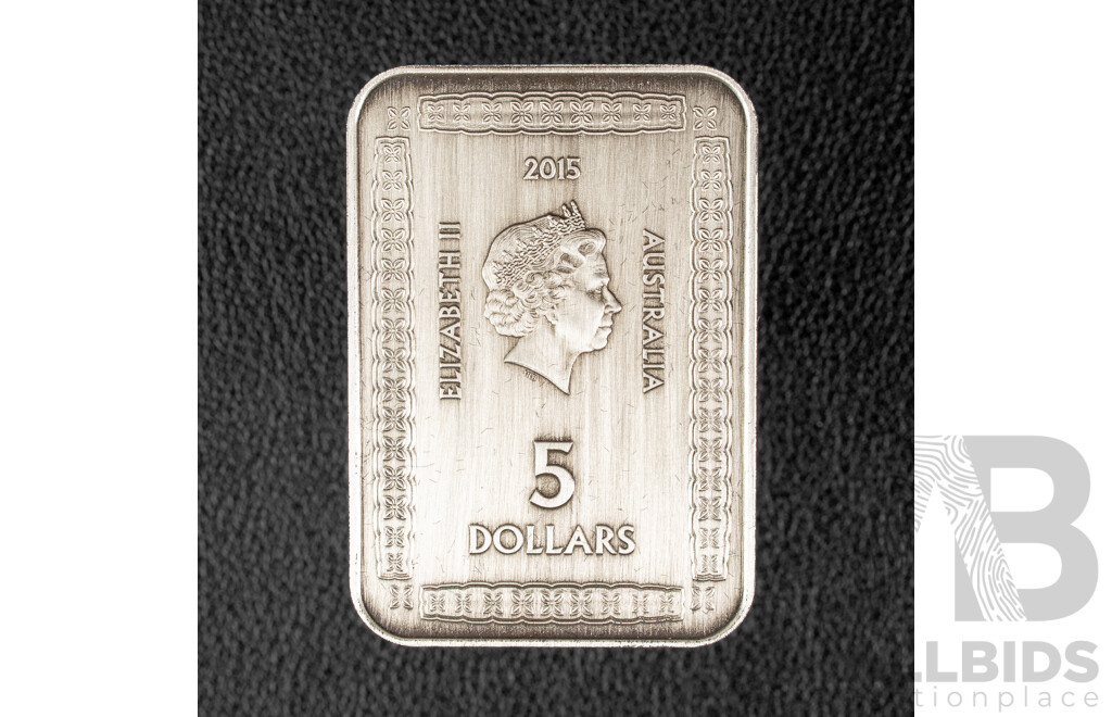 Australian RAM 2015 Silver Five Dollar Rectangular Coin, 800th Anniversary of the Magna Carta .999