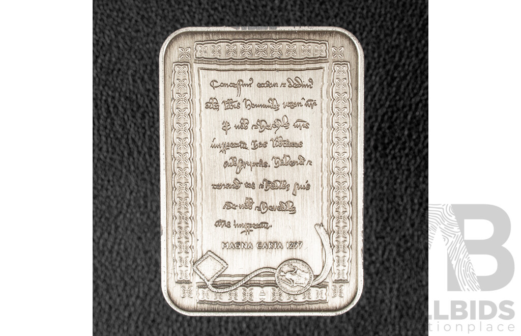 Australian RAM 2015 Silver Five Dollar Rectangular Coin, 800th Anniversary of the Magna Carta .999