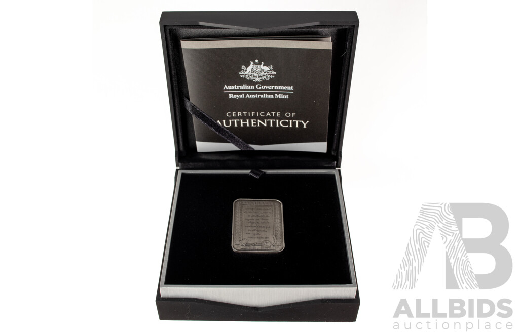 Australian RAM 2015 Silver Five Dollar Rectangular Coin, 800th Anniversary of the Magna Carta .999