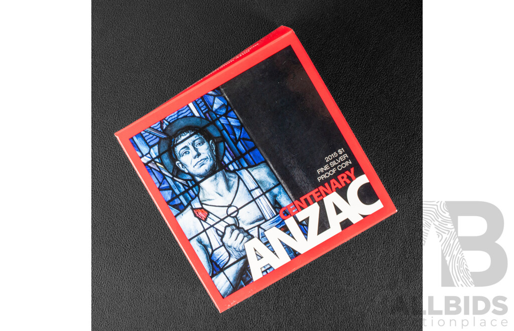 Australian RAM 2015 Silver Proof One Dollar Coin, Centerary ANZAC, C Mint Mark .999