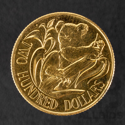 Australian RAM 1980 Gold Two Hundred Dollar Coin, Australian Koala .916