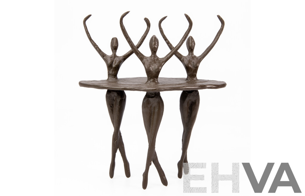 Vintage Bronze Patinated Figures of Dancing Ballerinas
