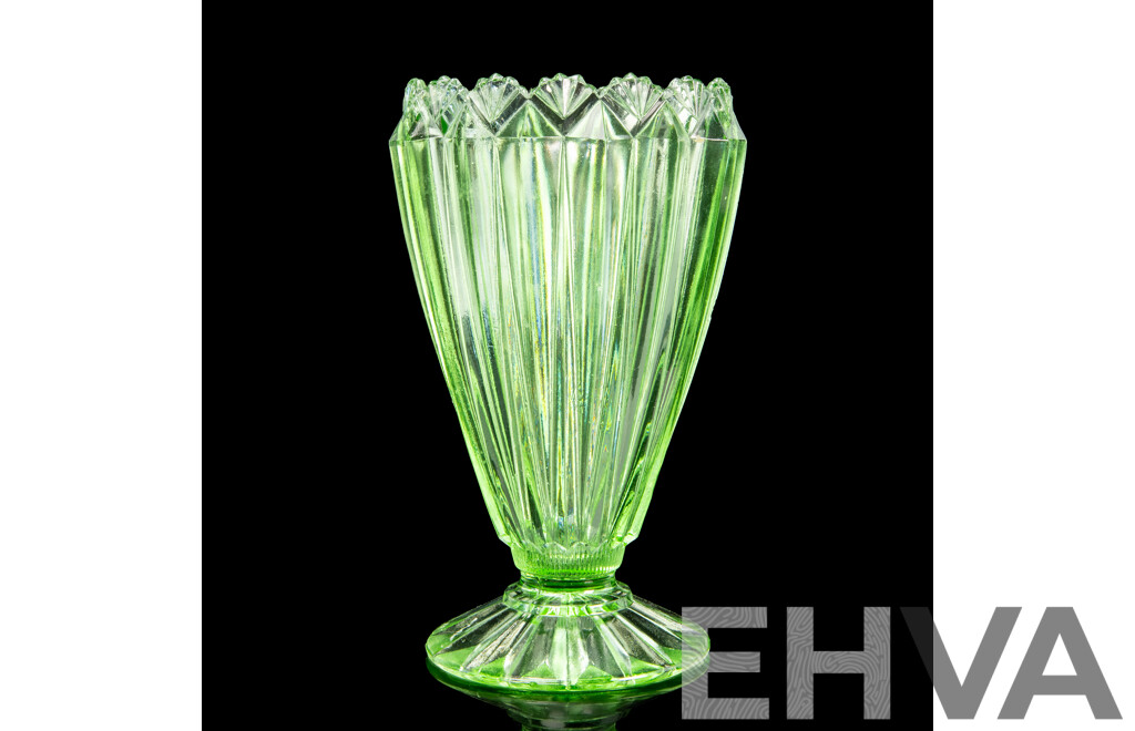 Antique Australian Green Depression Glass Vase