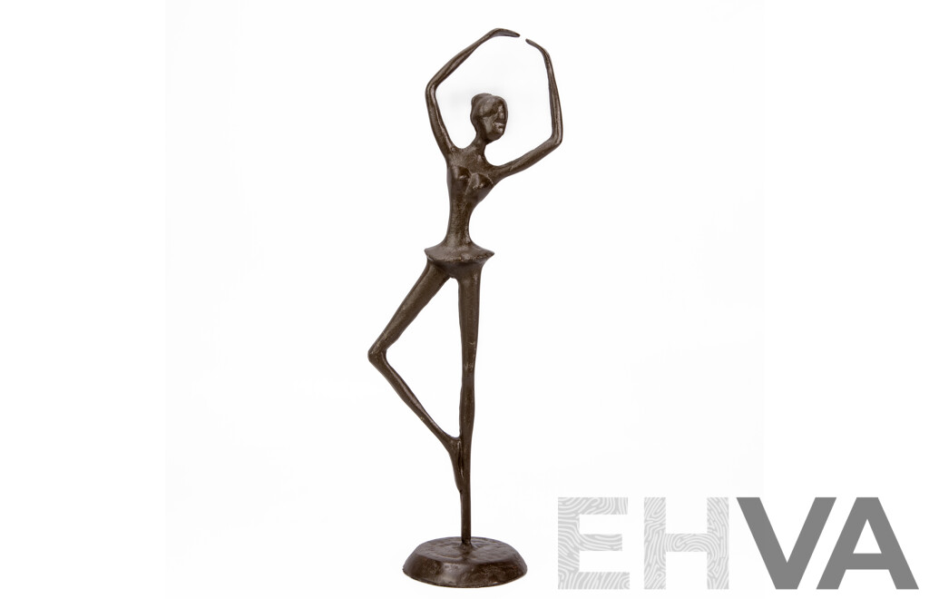 Tall Vintage Bronze Patinated Dancing Ballerina