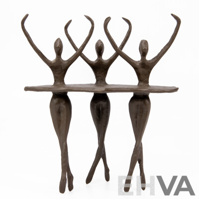 Vintage Bronze Patinated Figures of Dancing Ballerinas