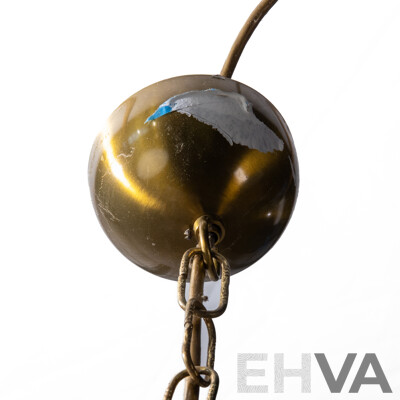 Mid-Century Italian Smoked Glass Chandelier by Vistosi with Gilt Metal Mount, Circa 1970s