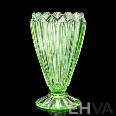 Antique Australian Green Depression Glass Vase