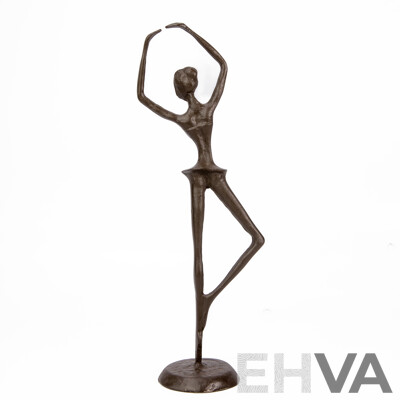 Tall Vintage Bronze Patinated Dancing Ballerina