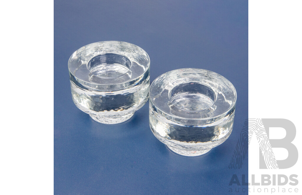 Pair of Mid Century Brutalist Crystal Candle Holders