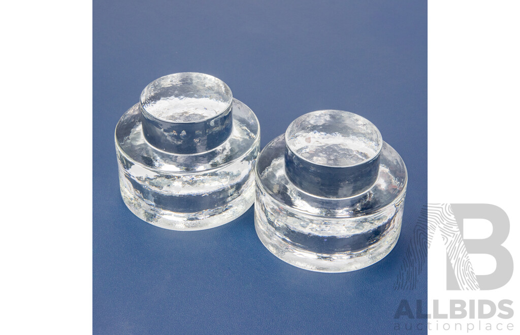 Pair of Mid Century Brutalist Crystal Candle Holders