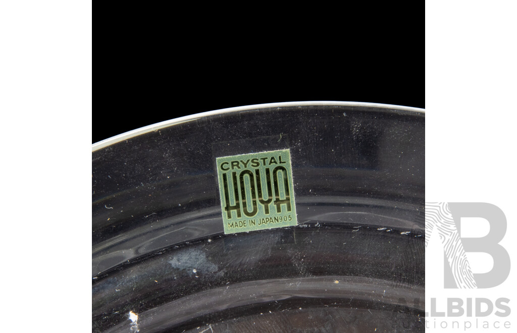 Vintage Japanese Hoya Crystal Plate with Frosted Flowers