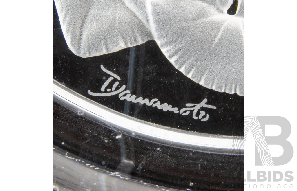 Vintage Japanese Hoya Crystal Plate with Frosted Flowers