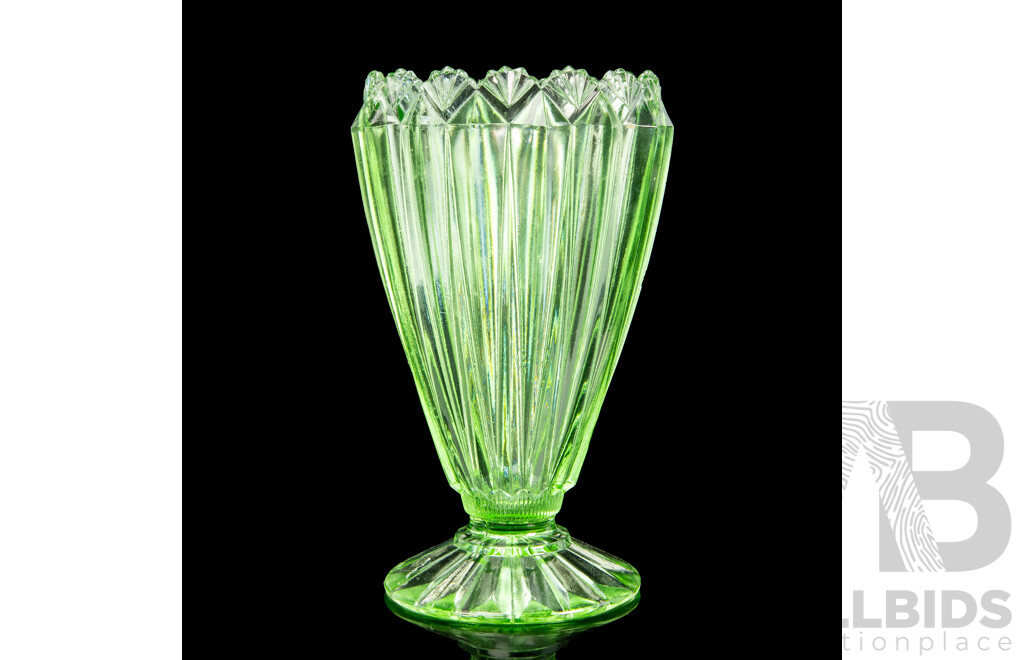 Antique Australian Green Depression Glass Vase