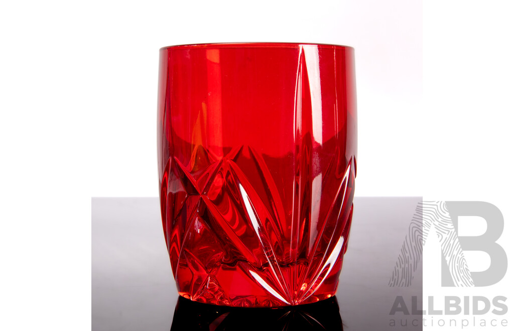 Good Set of Four Marquis by Waterford Ruby Flashed Crystal Tumblers