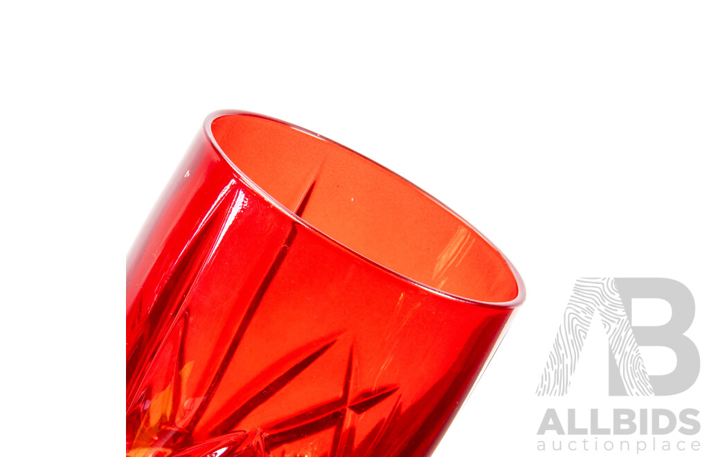 Good Set of Four Marquis by Waterford Ruby Flashed Crystal Tumblers