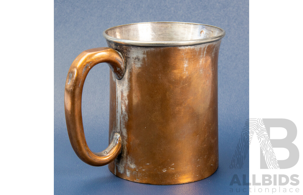 Genuine Victorian Oldham Maker Late Askew Nottingham Copper Half Pint Mug, Marked Victoria Regina 405, 19th Century