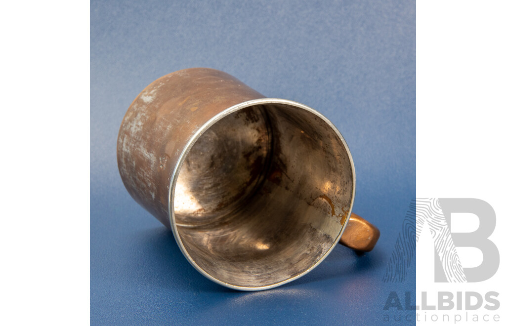 Genuine Victorian Oldham Maker Late Askew Nottingham Copper Half Pint Mug, Marked Victoria Regina 405, 19th Century