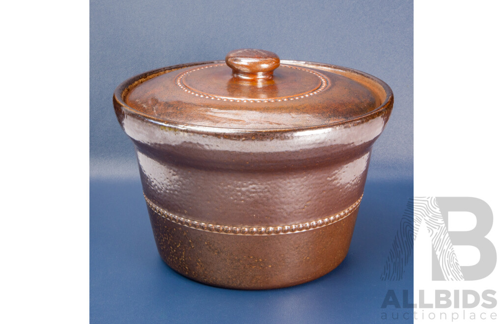 Antique Australian Bendigo Pottery Glazed Stoneware Lidded Jar
