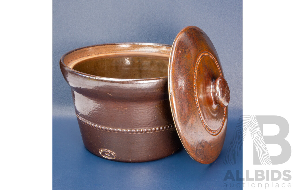 Antique Australian Bendigo Pottery Glazed Stoneware Lidded Jar
